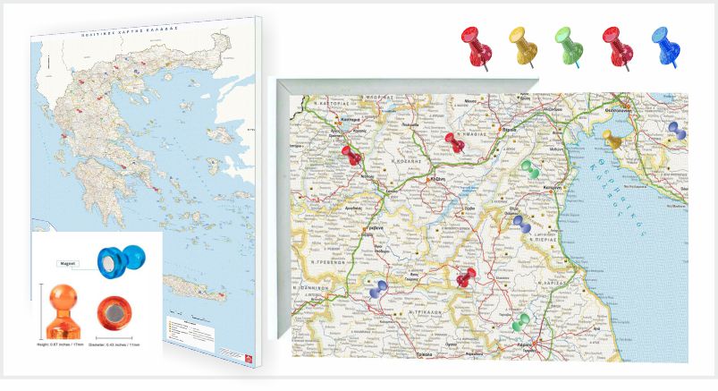 Χάρτες Μαγνητικοί, Χάρτες με Pins, Παγκόσμιος Χάρτης Μαγνητικός
